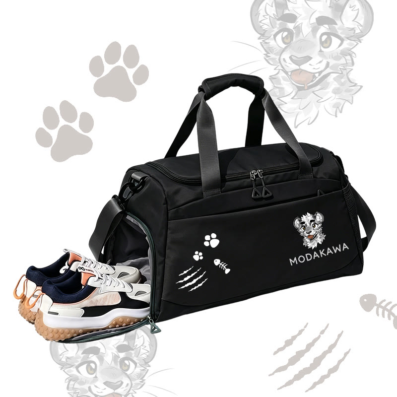 MODAKAWA X atka Cheeky Tiger Face Graphic Large Capacity Sports Gym Duffel Bag - Black - 55*28*26 cm - image 6
