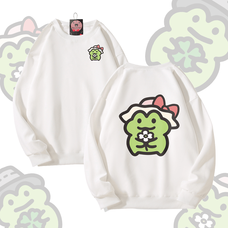 MODAKAWA Cute Frog Graphic Unisex Sweatshirt - White B - 5XL - image 5
