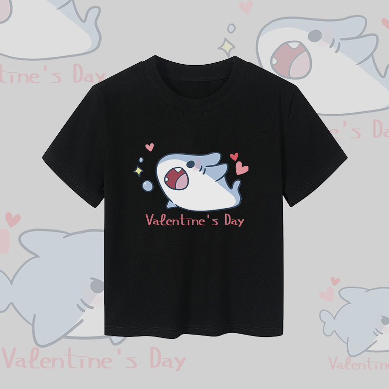 MODAKAWA Cheerful Shark Graphic Couple Top - Crop Top - Black - 5XL - image 7