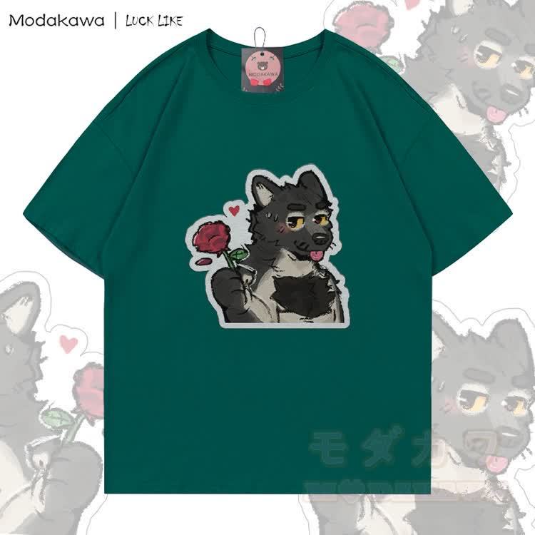 MODAKAWA X LUCK LIKE Rose Porto Graphic 100% Cotton T-shirt - Green - 5XL - image 4