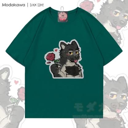 MODAKAWA X LUCK LIKE Rose Porto Graphic 100% Cotton T-shirt - Green - 5XL - image 4