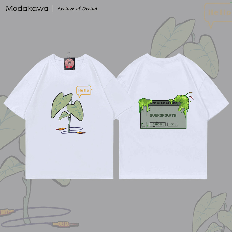 MODAKAWA X Archive of Orchid HELLO Plant Graphic 100% Cotton T-shirt - White - 5XL - image 3