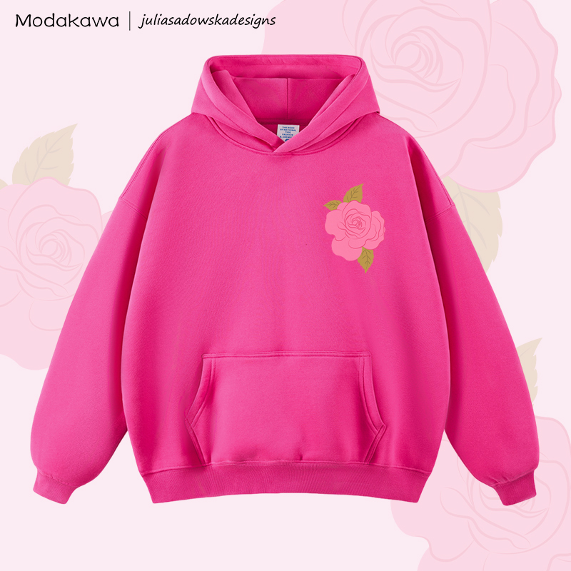 MODAKAWA X juliasadowskadesigns Rose Graphic Fleece-Lined Hoodie - Rose Red - 2XL - image 4