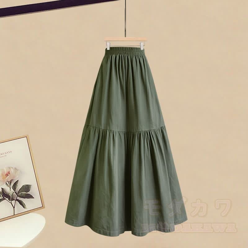 Bear Polo Collar Drawstring Shirt Skirt Matching Outfit - Skirt(Single) - XL - image 3