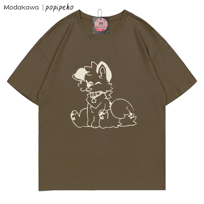 MODAKAWA X popipeko Puppy Print T-shirt - Brown - 5XL - image 5