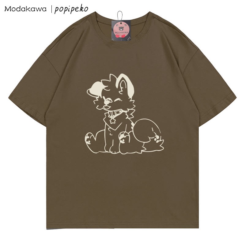MODAKAWA X popipeko Puppy Print T-shirt - Brown - 5XL - image 5