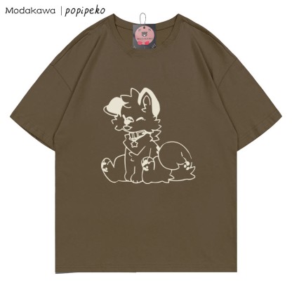 MODAKAWA X popipeko Puppy Print T-shirt - Brown - 5XL - image 5