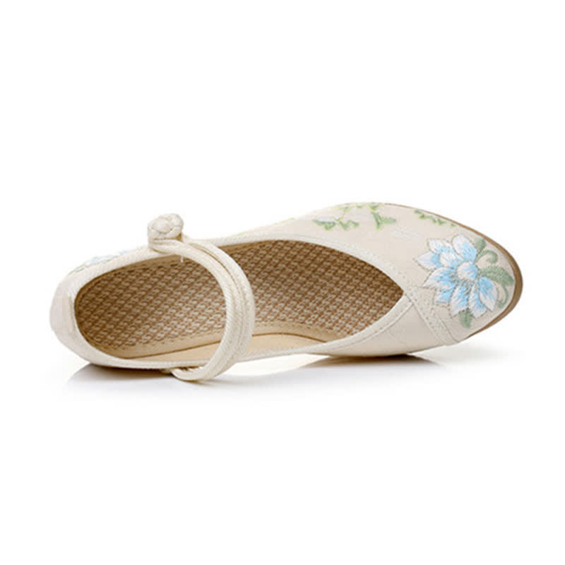 Vintage Floral Embroidery Canvas High Heel Shoes - image 12