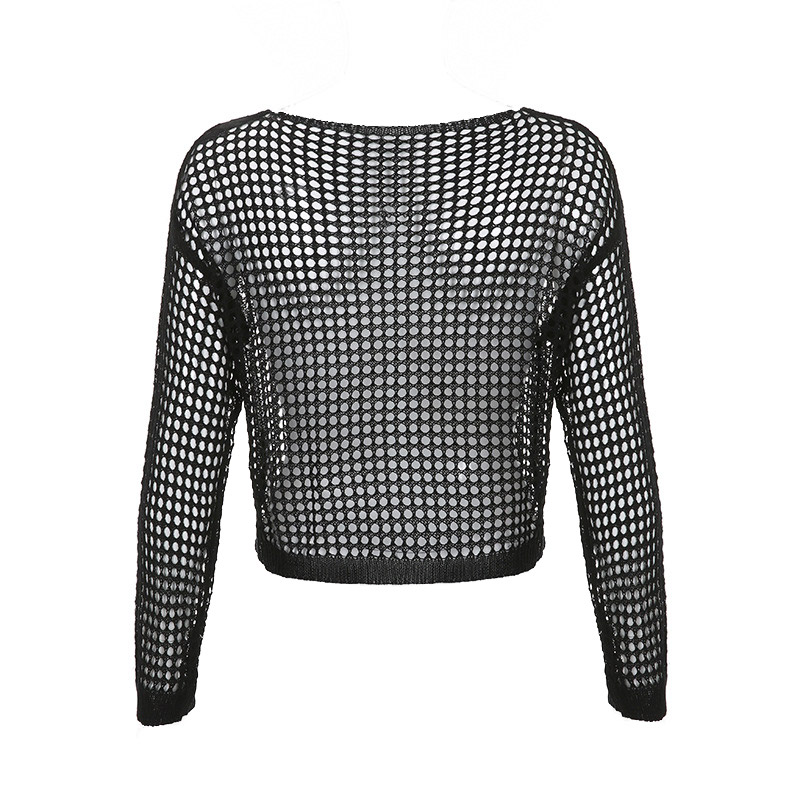 Loose Hollow Out See Through Mesh Crochet Crop Top - image 5