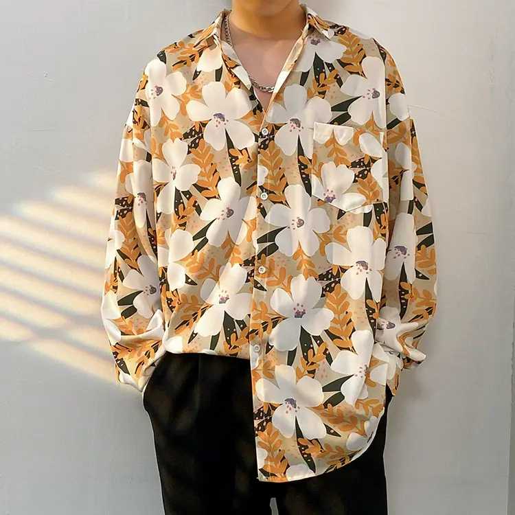Men's Vintage Print Long Sleeve Button-Up Shirt - Multicolor V - 3XL - image 23
