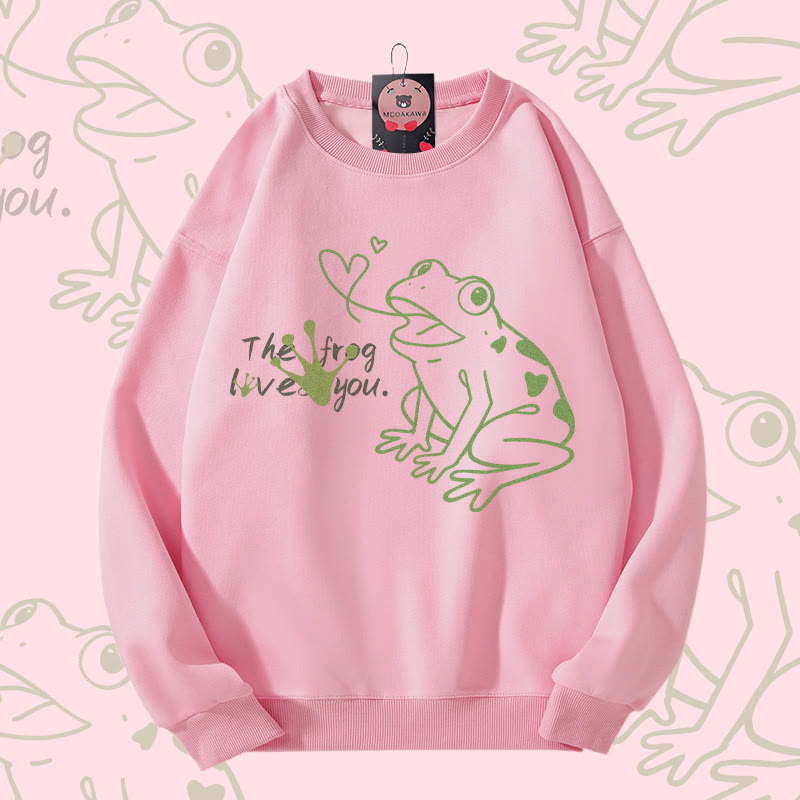 THE FROG LOVE YOU Frog Graphic Unisex Sweatshirt - Pink - 5XL - image 2
