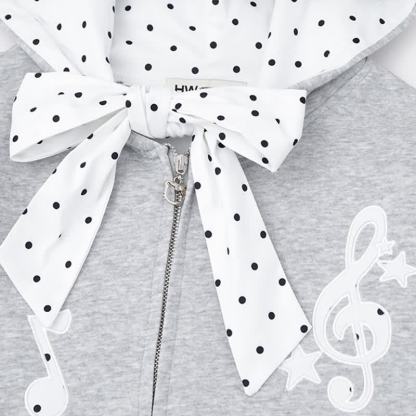  High Quality Durable Press Polka Dot Bow Zip Up Hoodie Dog Embroidery Pants Two Pieces Set - image 7