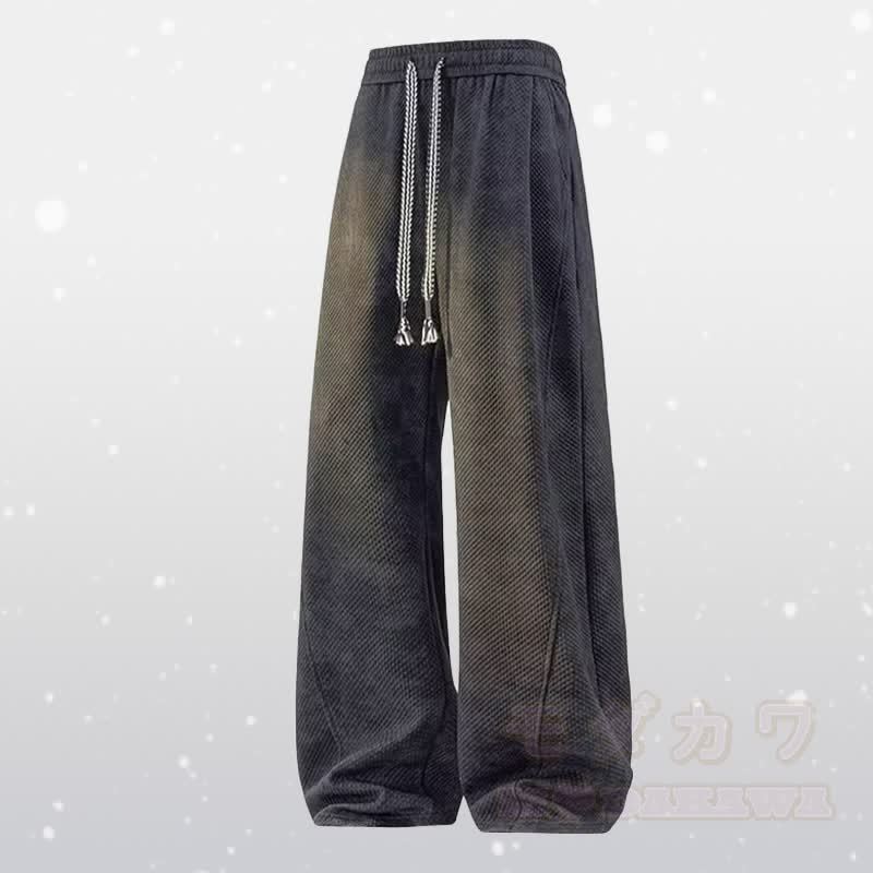 Gradient Knit Ripped Sweater Fleece Lined Pants Two Pieces - Black Pants - 4XL - image 10