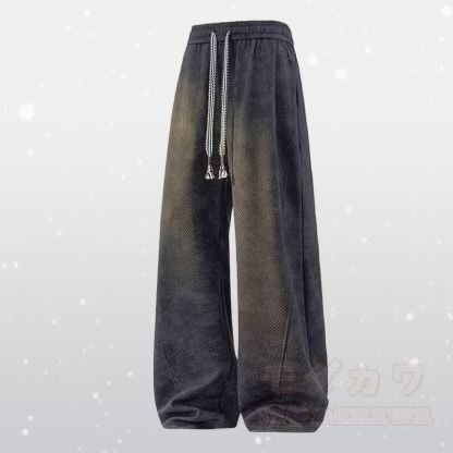 Gradient Knit Ripped Sweater Fleece Lined Pants Two Pieces - Black Pants - 4XL - image 10