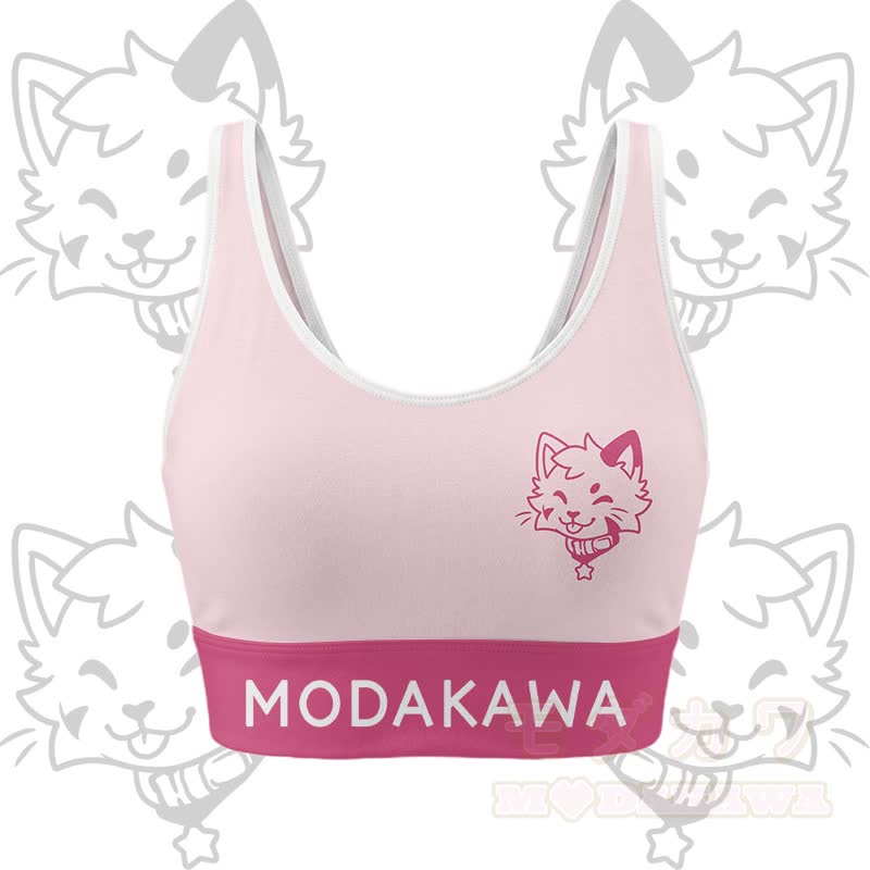 Kitty Graphic Crop Tank Sport Top Shorts Bikini Modakawa Matching Outfit - Pink Top - 5XL - image 6