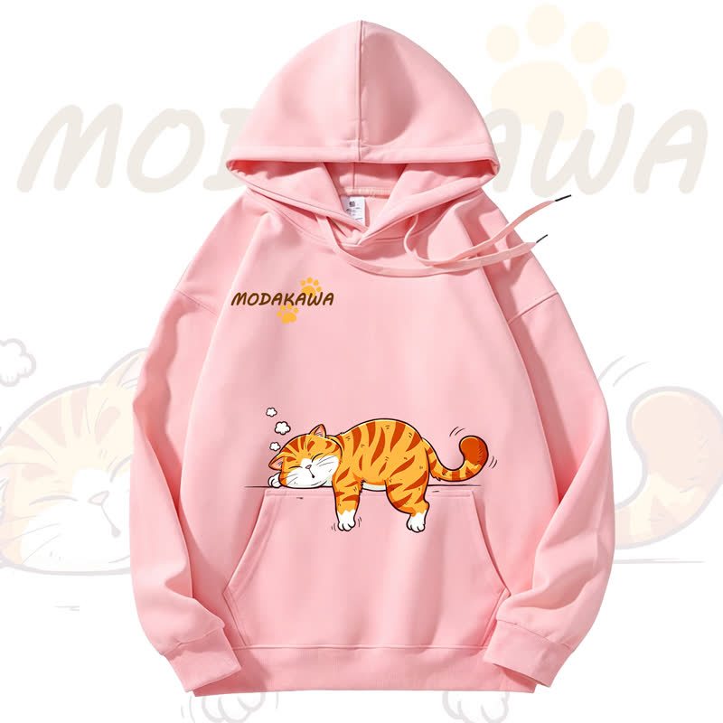 MODAKAWA Cute Cat Graphic Fleece Lined Hoodie - Pink - 3XL - image 9