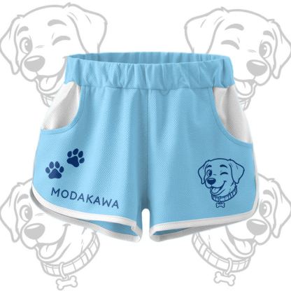 Happy Puppy Graphic Crop Tank Sport Top Shorts Bikini Modakawa Matching Outfit - Blue Shorts - 5XL - image 10