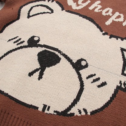 Bear Print Round Collar Sweater With Crossbody Bag - image 9