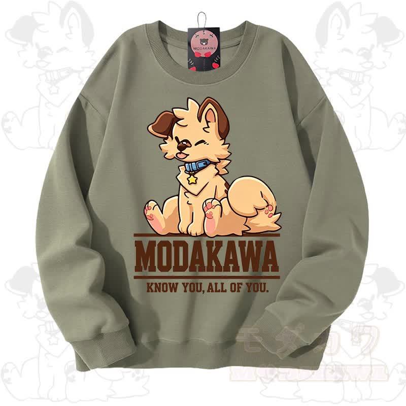 MODAKAWA X popipeko Charming Puppy Graphic Unisex Sweatshirt - Sage Green - 3XL - image 6