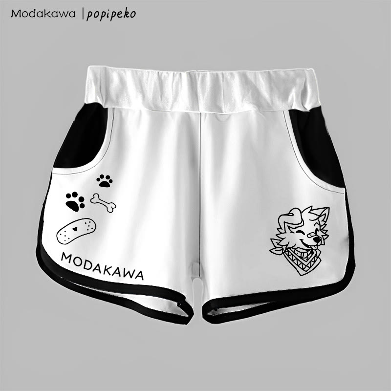 MODAKAWA X popipeko Gradient Smiling Puppy Graphic Shorts - White - 5XL - image 6