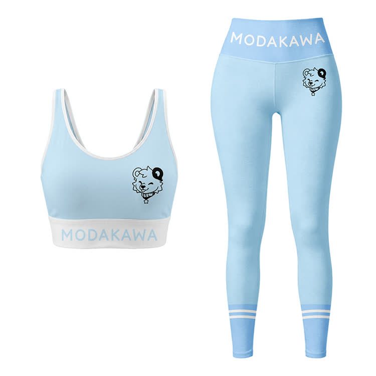 Puppy Graphic Sports Bra Top Leggings Modakawa Matching Outfit - Blue Set - 5XL - image 10