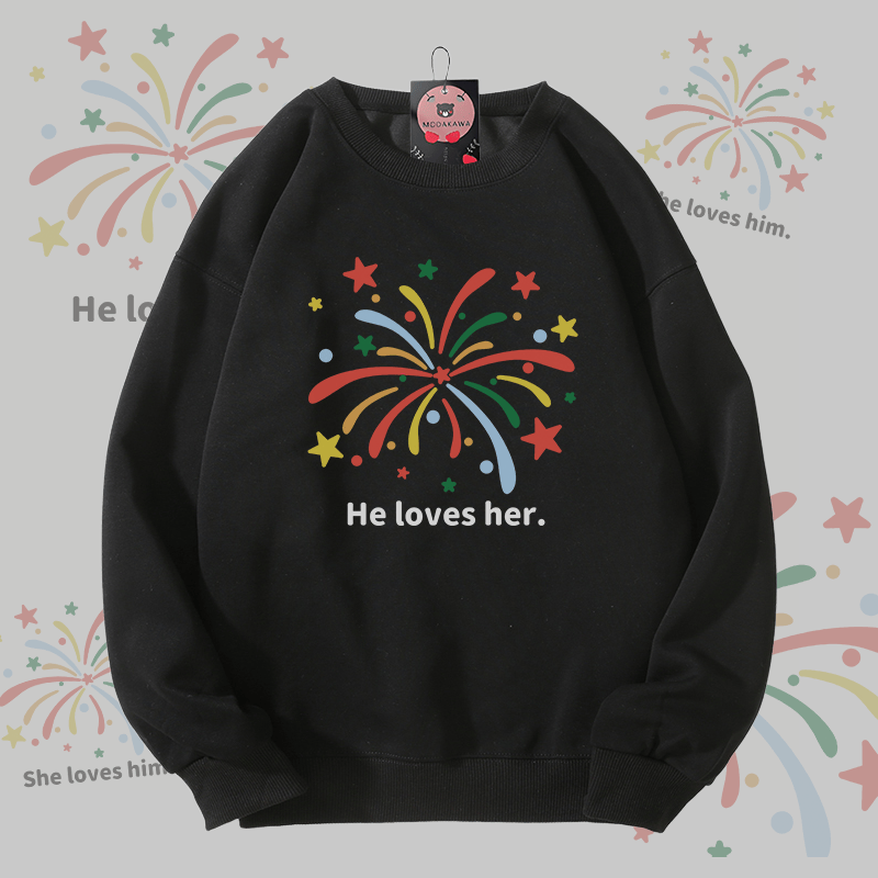 MODAKAWA Fireworks Graphic Unisex Sweatshirt - Black - 5XL - image 2