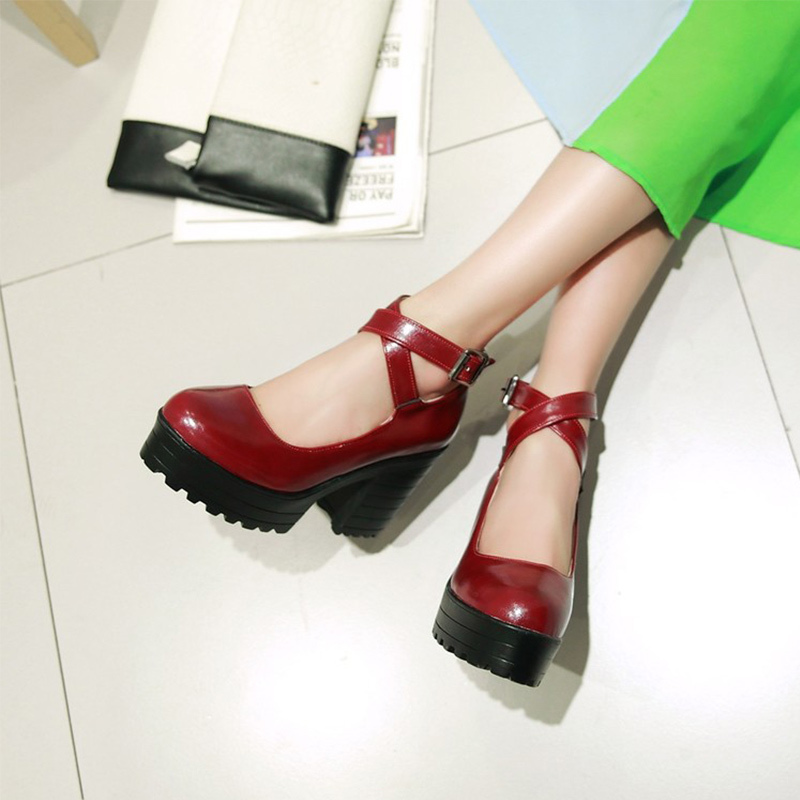 Pure Color Platform Mary Janes Shoes - image 6