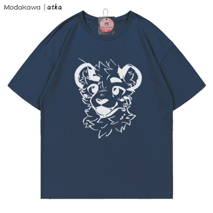 MODAKAWA X atka Cheeky Tiger Face Graphic T-shirt - Purplish Blue - 5XL - image 4