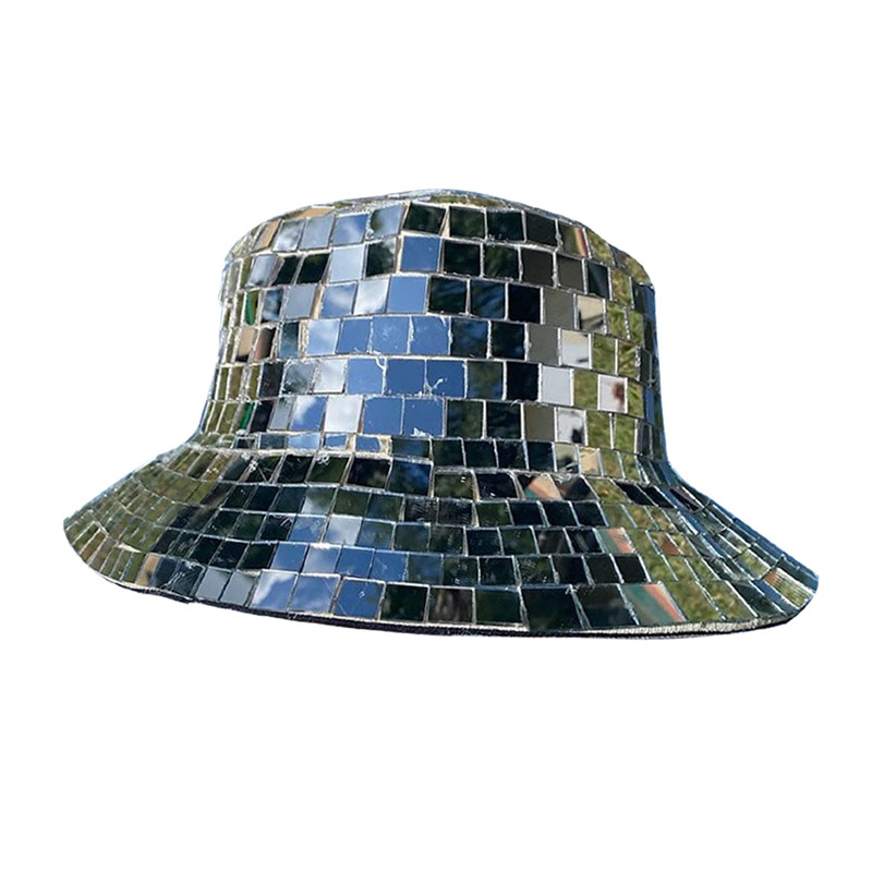 Chic Mirror-tiled Visor Helmet Fisherman Hat - Silver - One Size - image 2