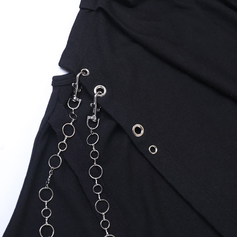 Gothic Draped Collar Sleeveless Top With Metal Chain Decor - image 10