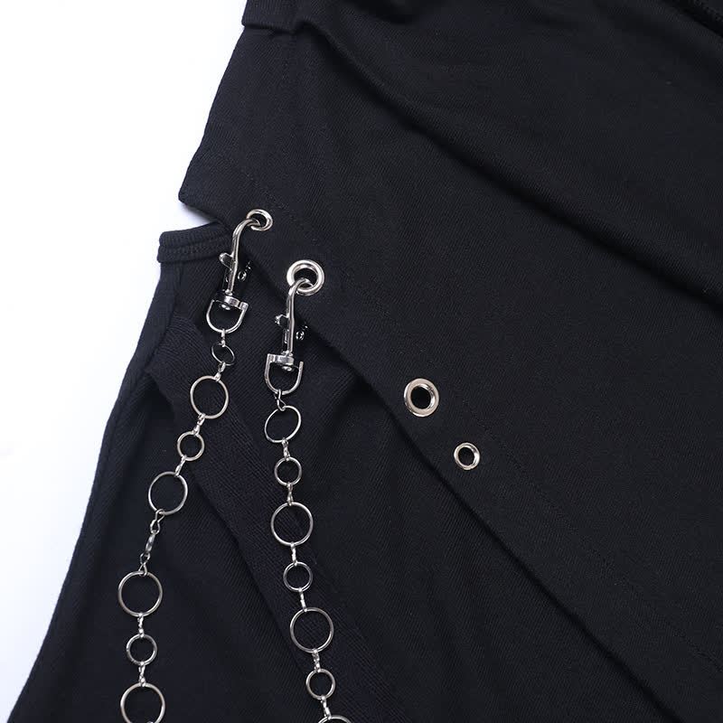 Gothic Draped Collar Sleeveless Top With Metal Chain Decor - image 10