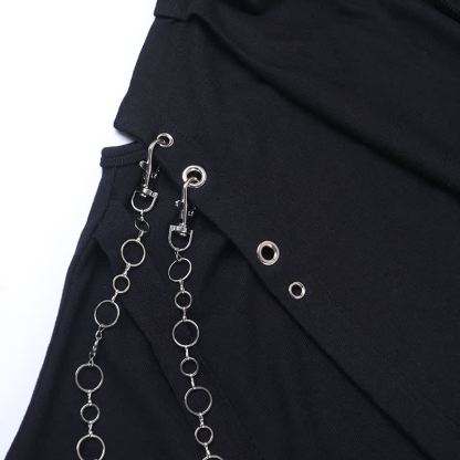 Gothic Draped Collar Sleeveless Top With Metal Chain Decor - image 10