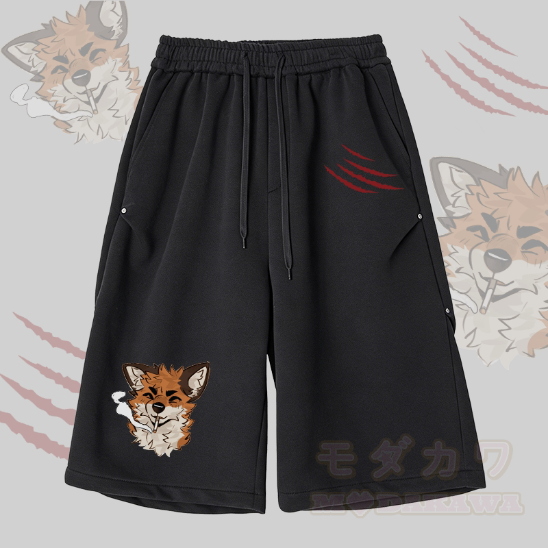 MODAKAWA X atka Fox Smoking Graphic Wide Leg Cropped Pants - Black - 2XL - image 6