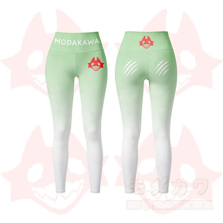 MODAKAWA X TiramisuRat Rat Graphic Gradient Sports Bra Top Leggings Matching Outfit - Green Leggings - 5XL - image 9