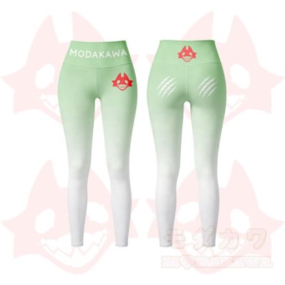 MODAKAWA X TiramisuRat Rat Graphic Gradient Sports Bra Top Leggings Matching Outfit - Green Leggings - 5XL - image 9