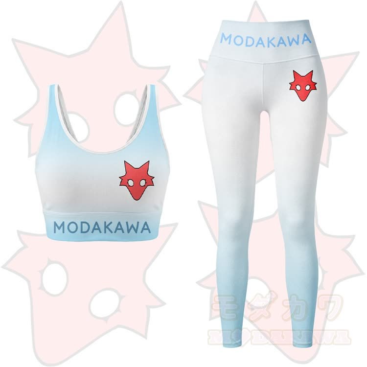 MODAKAWA X TiramisuRat Rat Graphic Gradient Sports Bra Top Leggings Matching Outfit - Blue Set - 5XL - image 10