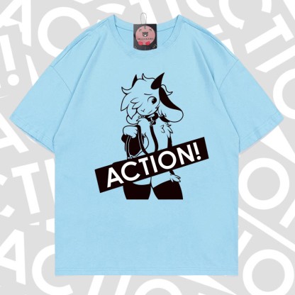 MODAKAWA X zarckets ACTION Goat Graphic 100% Cotton T-shirt - Sky blue - 5XL - image 15