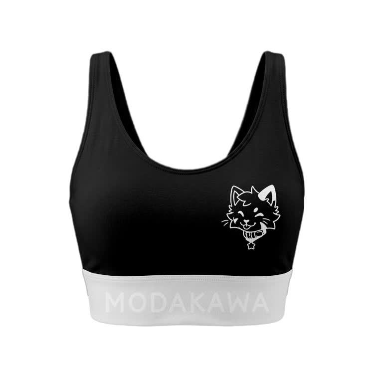 Kitty Graphic Sports Bra Top Leggings Modakawa Matching Outfit - Black Top - 5XL - image 5