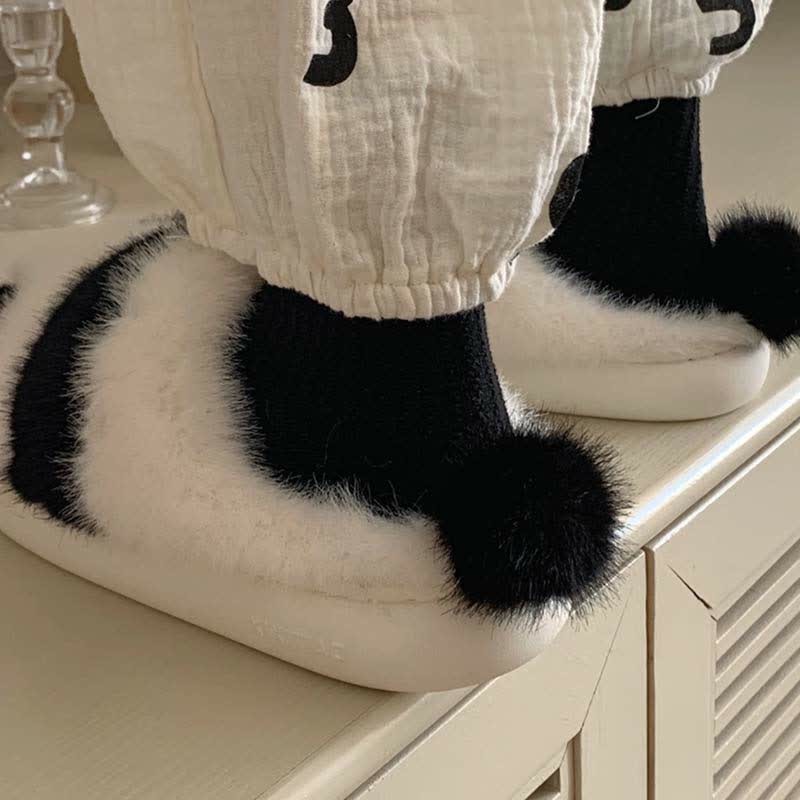 Lovely Cartoon Panda Fuzzy Ball Plush Slippers - image 7