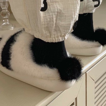 Lovely Cartoon Panda Fuzzy Ball Plush Slippers - image 7