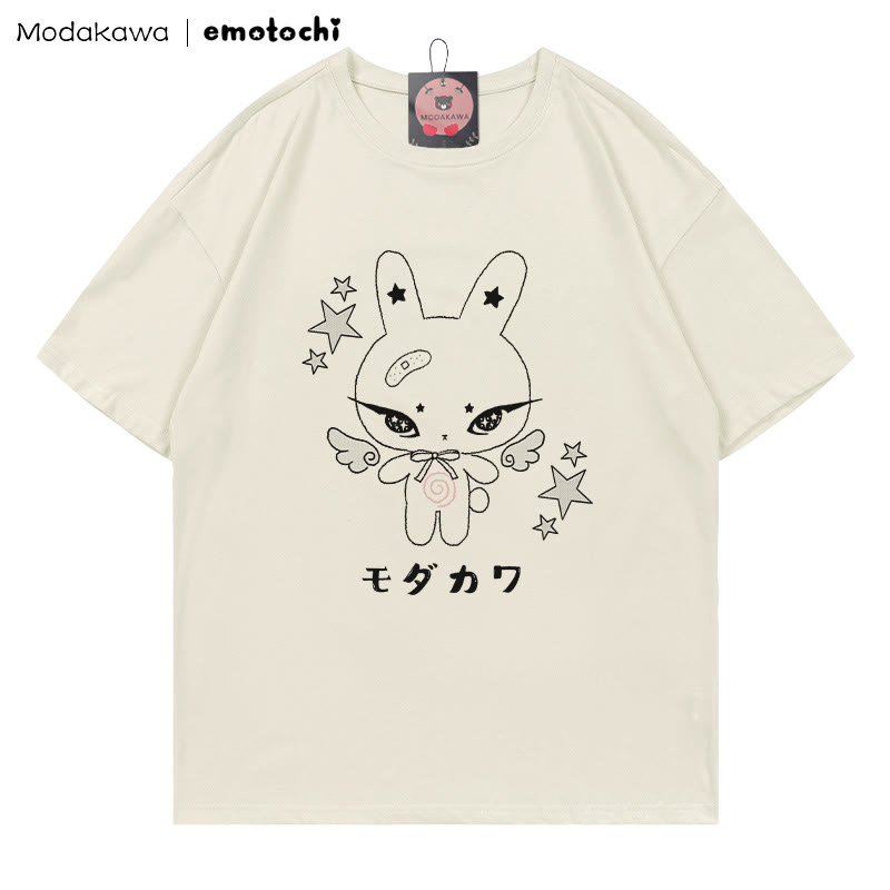 MODAKAWA X emotochi Bunny Star Print T-shirt - Beige - 5XL - image 4