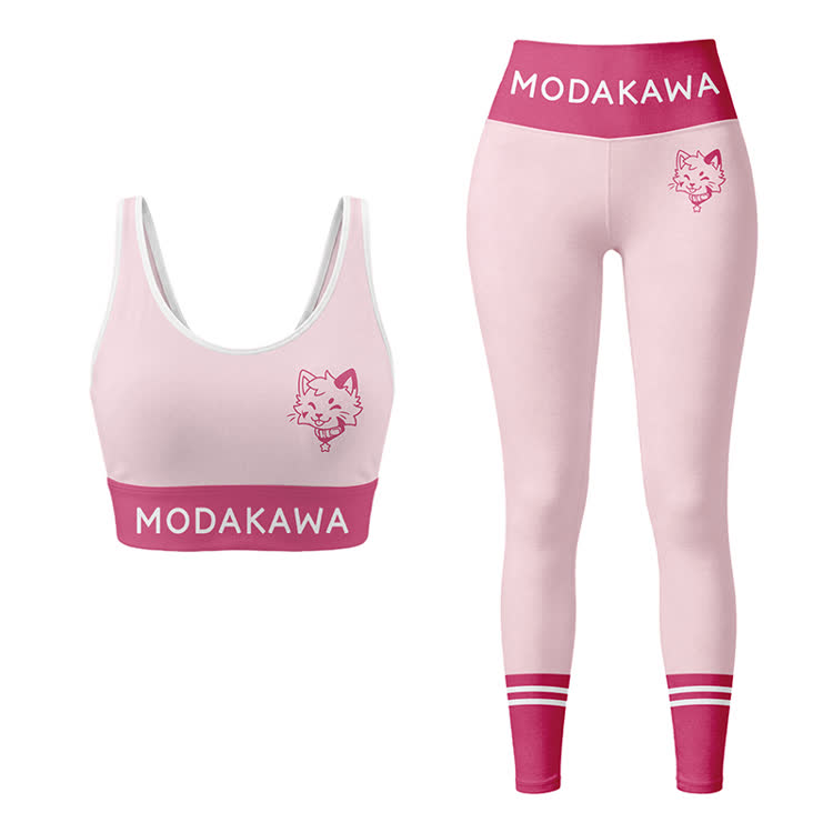 Kitty Graphic Sports Bra Top Leggings Modakawa Matching Outfit - Pink Set - 5XL - image 12