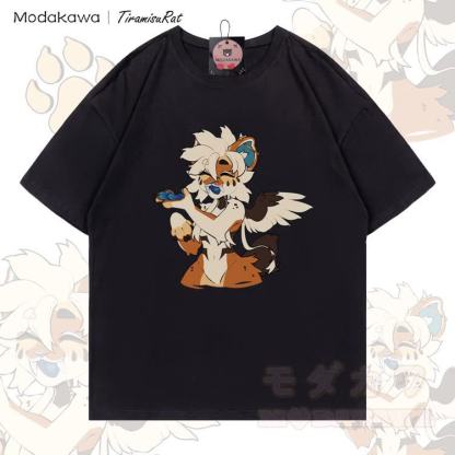 MODAKAWA X TiramisuRat Winged Rat Graphic 100% Cotton T-shirt - Black - 5XL - image 5