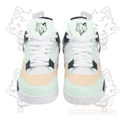 Tongue Out Kitty Graphic Modakawa Lace Up Sports Air Cushion Shoes - Green - 48 - image 6