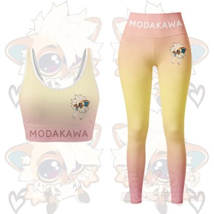 MODAKAWA X TiramisuRat Cute Rat Graphic Gradient Sports Bra Top Leggings Matching Outfit - Yellow Set - 5XL - image 11