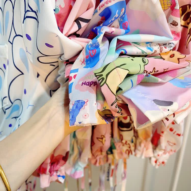 Vintage Print Short Sleeve Button-Up Shirt - image 20