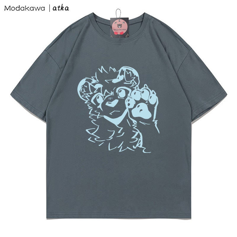 MODAKAWA X atka Tiger Paw Wave Graphic T-shirt - Grey - 5XL - image 4