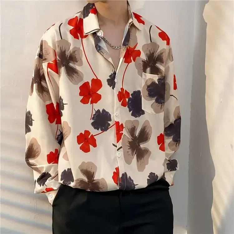 Men's Vintage Print Long Sleeve Button-Up Shirt - Multicolor AJ - 3XL - image 37