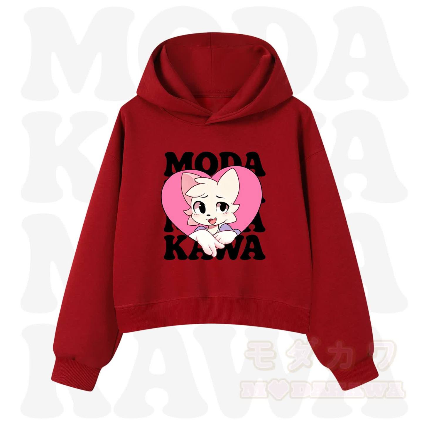  MODAKAWA X zarckets Anime Fox Heart Graphic Hoodie Sweatshirt - Red&Black - 3XL - image 9