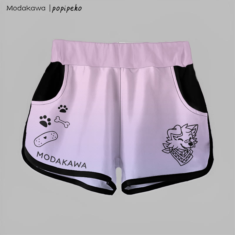 MODAKAWA X popipeko Gradient Smiling Puppy Graphic Shorts - Purple - 5XL - image 4
